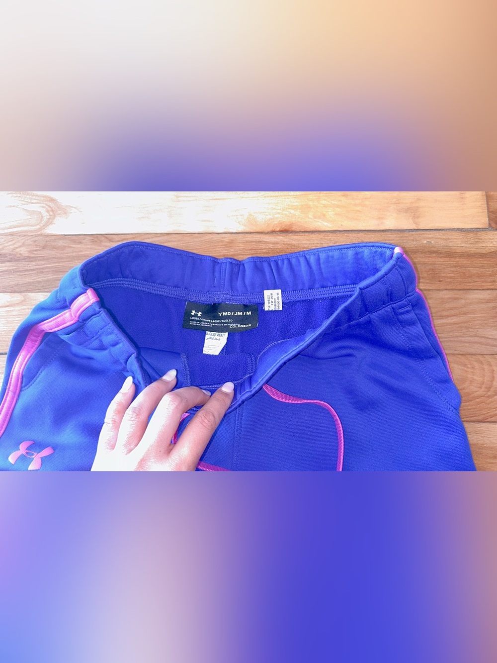 Under Armour Girls' Purple Jogger Pants with Pink Accents size M - Picture 2 of 3